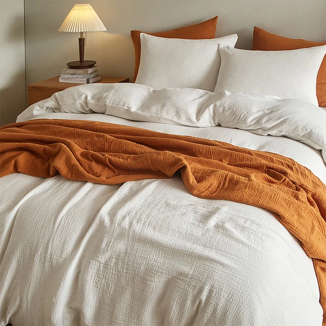 ready to ship wholesale 100% Cotton Gauze Duvet Cover set Customized 3 piece bedding set bedroom muslin Duvet cover double