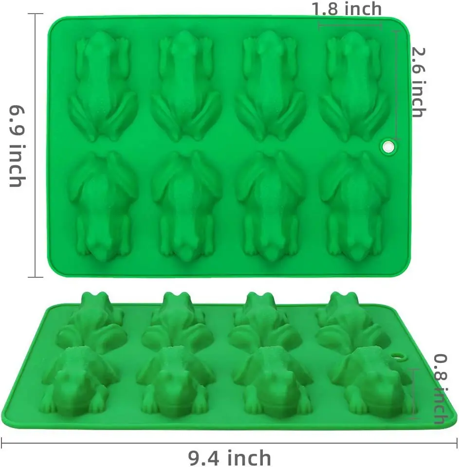 New Food Grade Durable Cute  2 Types Frog Silicone Chocolate Ice Molds 8 Cavity Frog Shaped Silicone Soap Cake Baking Molds