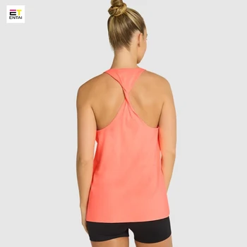 OEM Workout Vest Lightweight Sleeveless Loose Fit Tank Top Yoga wear Twist Back Singlet For Women