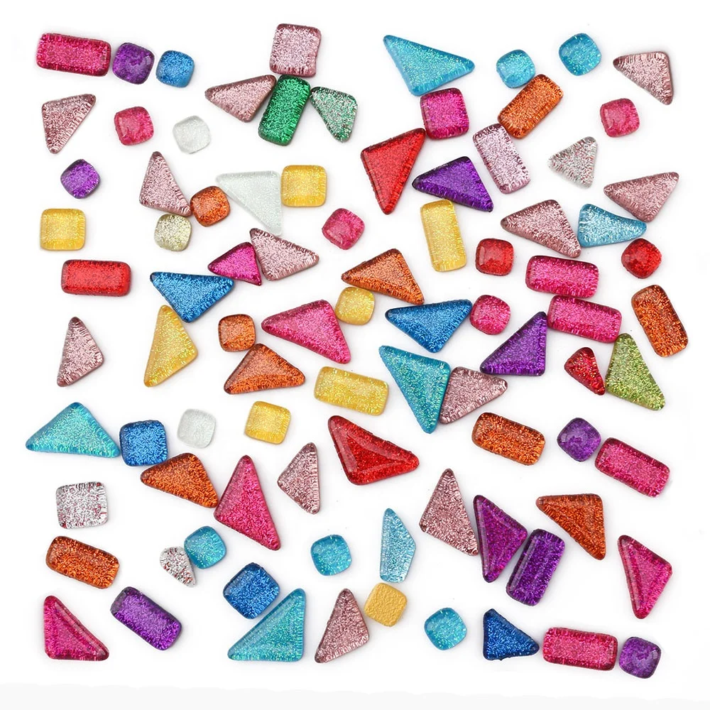 Wholesale Mixed Colorful Bulk Irregular Broken Glitter Crystal Art Mosaic Craft Glass Tile