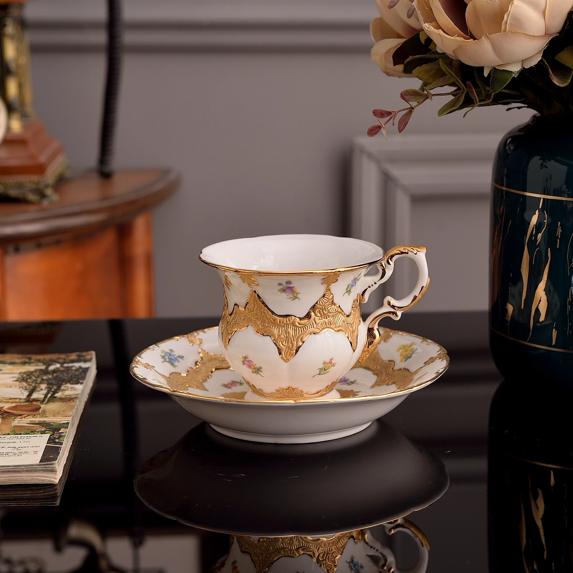 Royal Handmade Tea Cup And Saucer Luxury Real Gold Tea Cups Set Buy