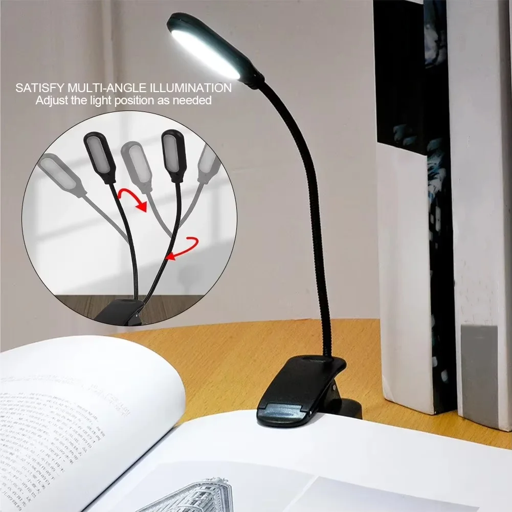 Mini LED Book Night Light Table Lamp Eye Protection Adjustable Clip-On Desk  Lamp Battery Powered Flexible Study Bedroom Reading