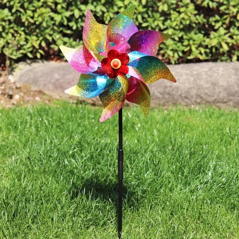 Dd2523 Colorful Wind Spinners Deterrent For Yard Garden Keep Scare