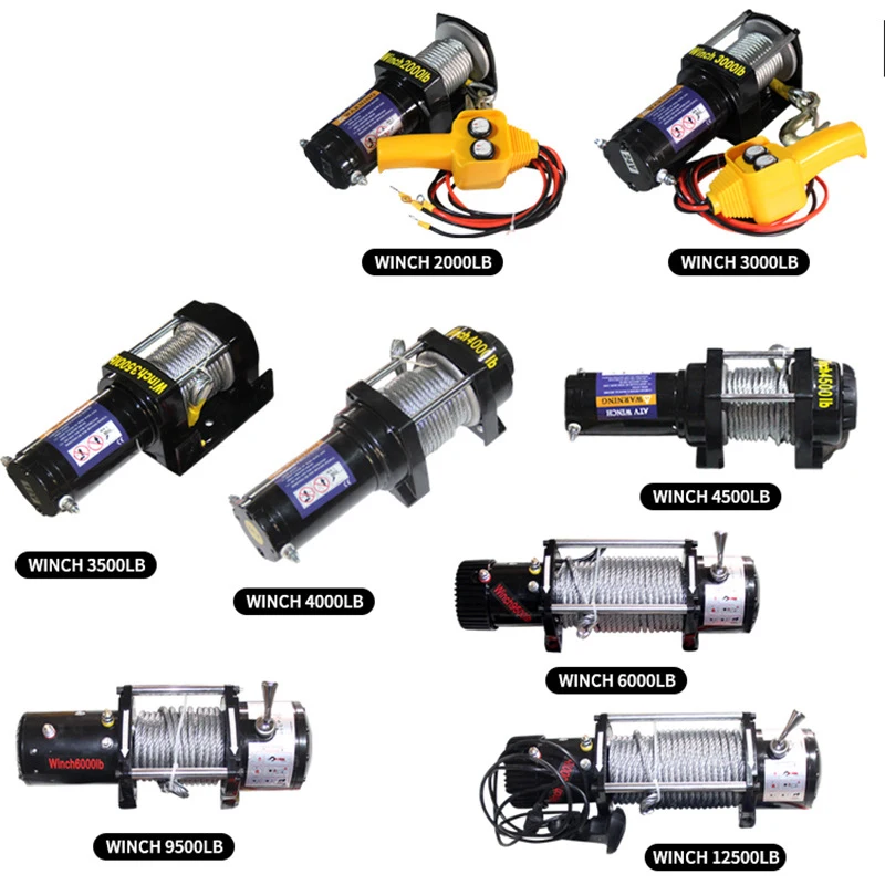 High Quality Black  UTV 9500lb Mini Boat Loader 12v Electric Winch Motor