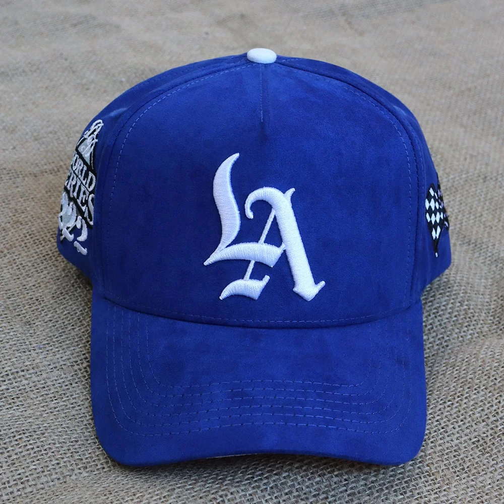 High Quality Blue Pink Blank Plain Men Suede Pu Baseball Cap Hats