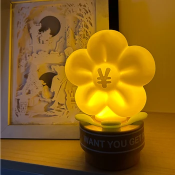 QZOO Hot Sale Cartoon Flower Luminous LED Night Lamp Rechargeable Bedroom Bedside Decoration Christmas Noel Adorno de Navidad