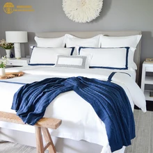 Hot Sale 100% Cotton King Size Designer Bed Sheet Set 4 Piece White Linen Hotel Bedding 300Tc Simple Duvet Cover Pillowcases