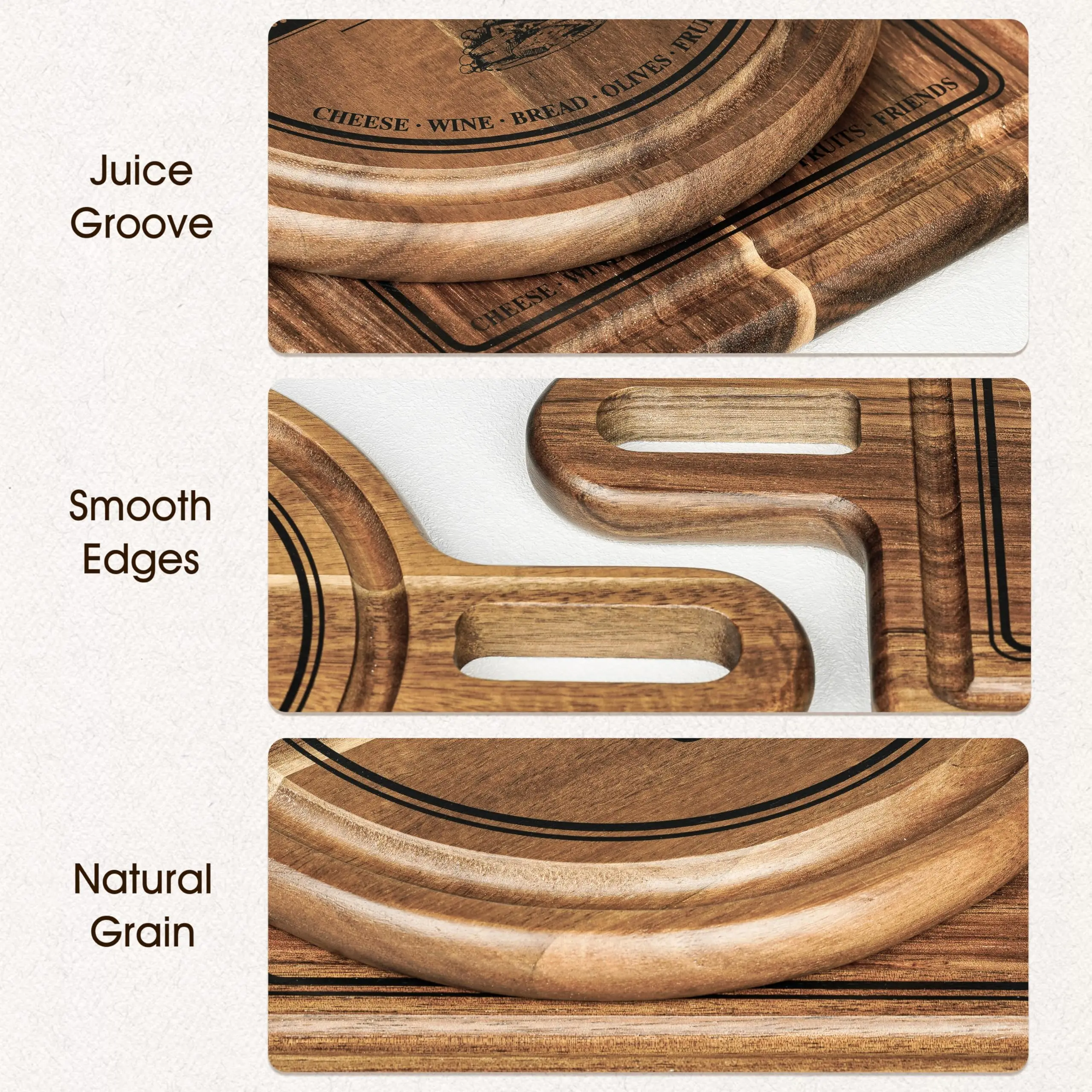 product custom wood cheese board set of 2 engraved handle charcuterie platter  cutting board for kitchen countertop chopping board-6