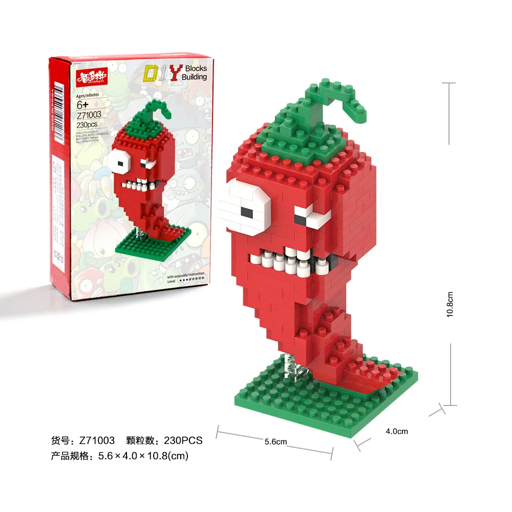 Diamond Granules Assembled Building Blocks Bricks Plant Cartoon Zombies Gifts Games Educational Toy Action Figures