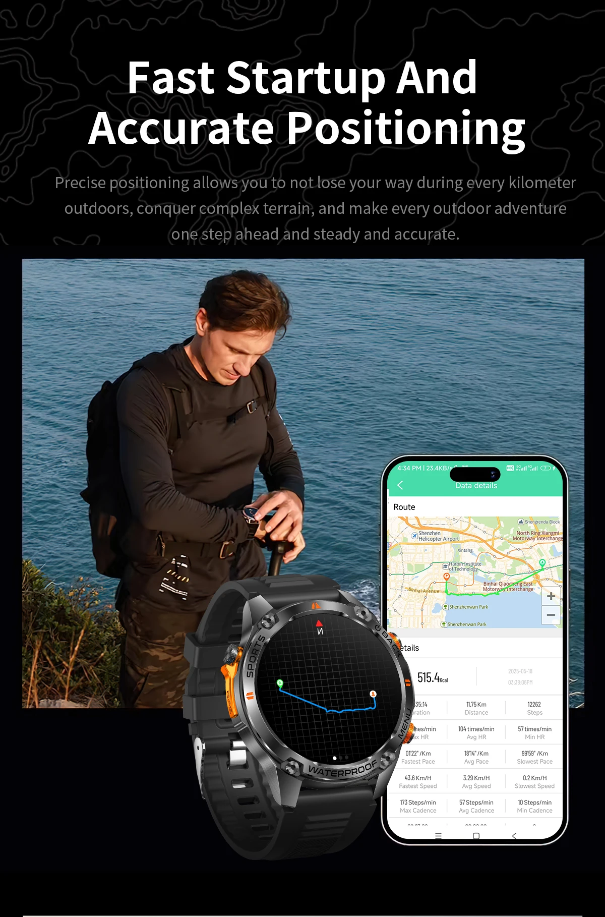 2026 G100 Relojes Round Smartwatch Dual-band L1+L5 Built-in GPS BT Call 1.43inch Amoled 50M Waterproof Smart Watch for Men