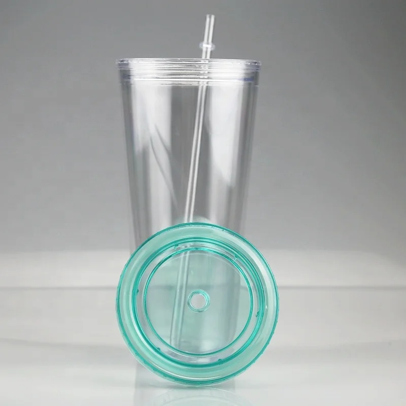 Wholesale Acrylic Skinny Tumbler With Straw Double Wall Acrylic Tumbler  Cups Insulated Flat Plain Mug Plastic Water Cup in Bulk