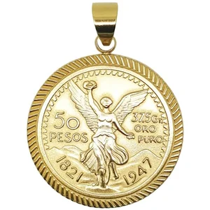 Custom Manufacturer High Quality Gold Plated Engraved Centenarios Pendant