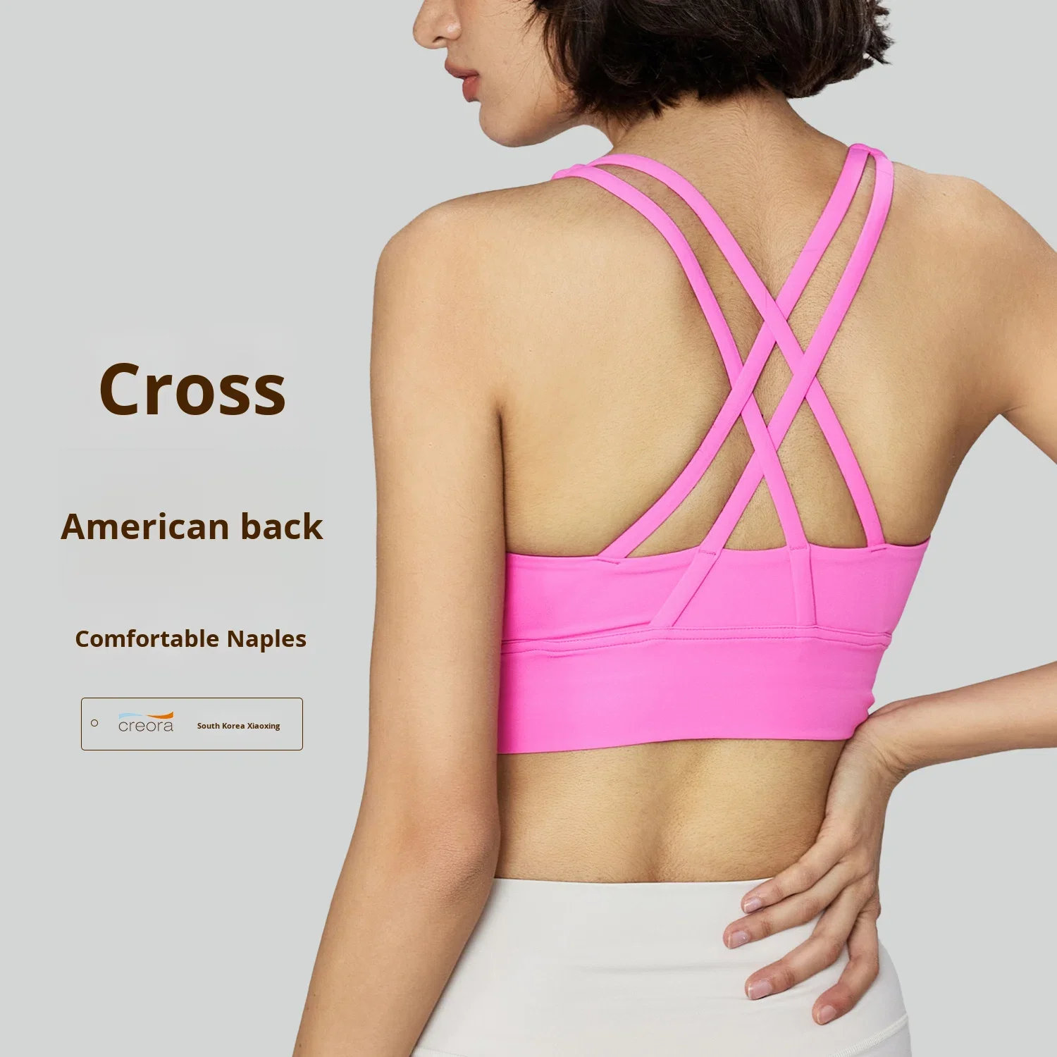 Barely There Cross Yoga Bra High Support Strapless with Chest Pads Front Logo Push-Up Sp preview