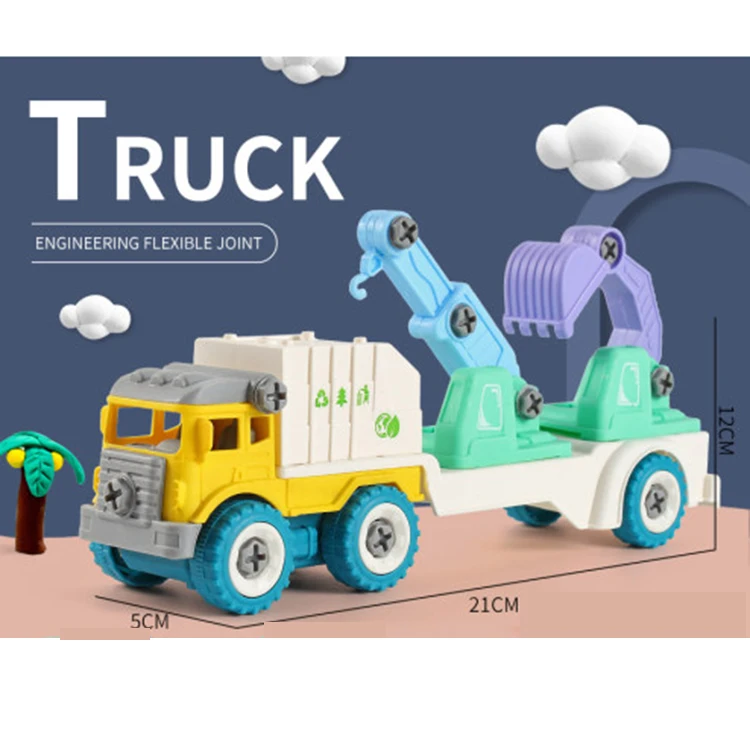 自行组装工程自卸车热车diy玩具 塑料拆解工具套件建筑卡车拆装玩具 Buy 热卡车diy玩具 建筑卡车拆卸玩具 塑料diy组装套件玩具车