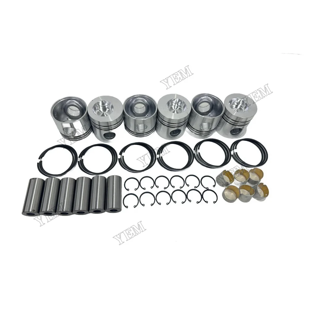6D105 Piston Set With Rings Fits for Komatsu Replacement Aftermarket Engine Parts 6
