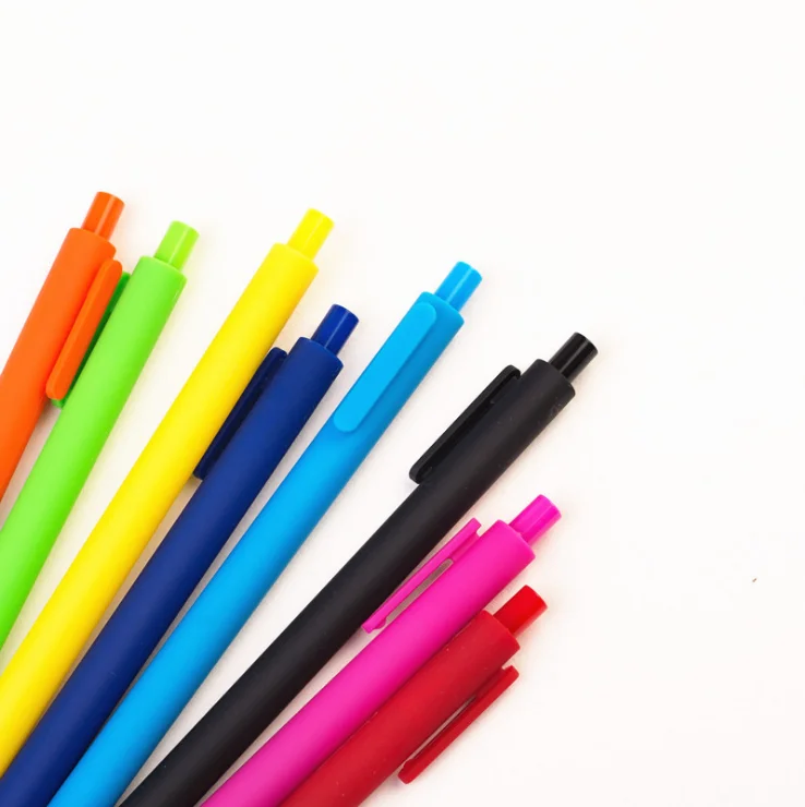 Custom Logo Matte Blue Gel Pen Rubber Feeling Plastic Click Pen Candy Ball Pens for Office Advertising Promotion Text Writing