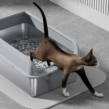 Lynpet Custom Oversized Open Top Anti-Splash High Sided Stainless Steel Cat Litter Box Tray