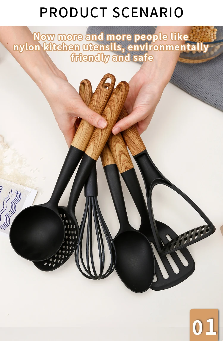 Factory Custom Nylon Cooking Nonstick Kitchen Utensil Set Kitchen