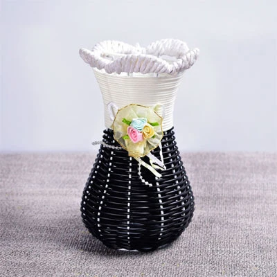 Сделанный на заказ ручной ткацкий новый дизайн PP ротанга имитация сушеных цветочных ваз украшение