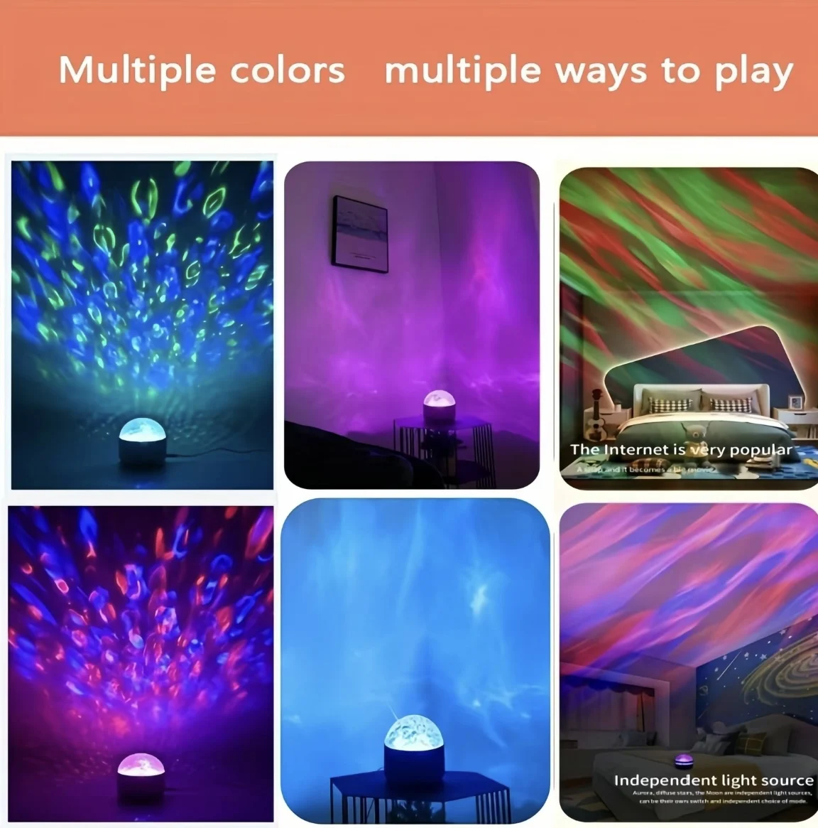 Wholesale Northern Lights Ocean Wave 3D Holographic Water Ripple Projector Light Remote Control USB/Type-C Powered Living Room