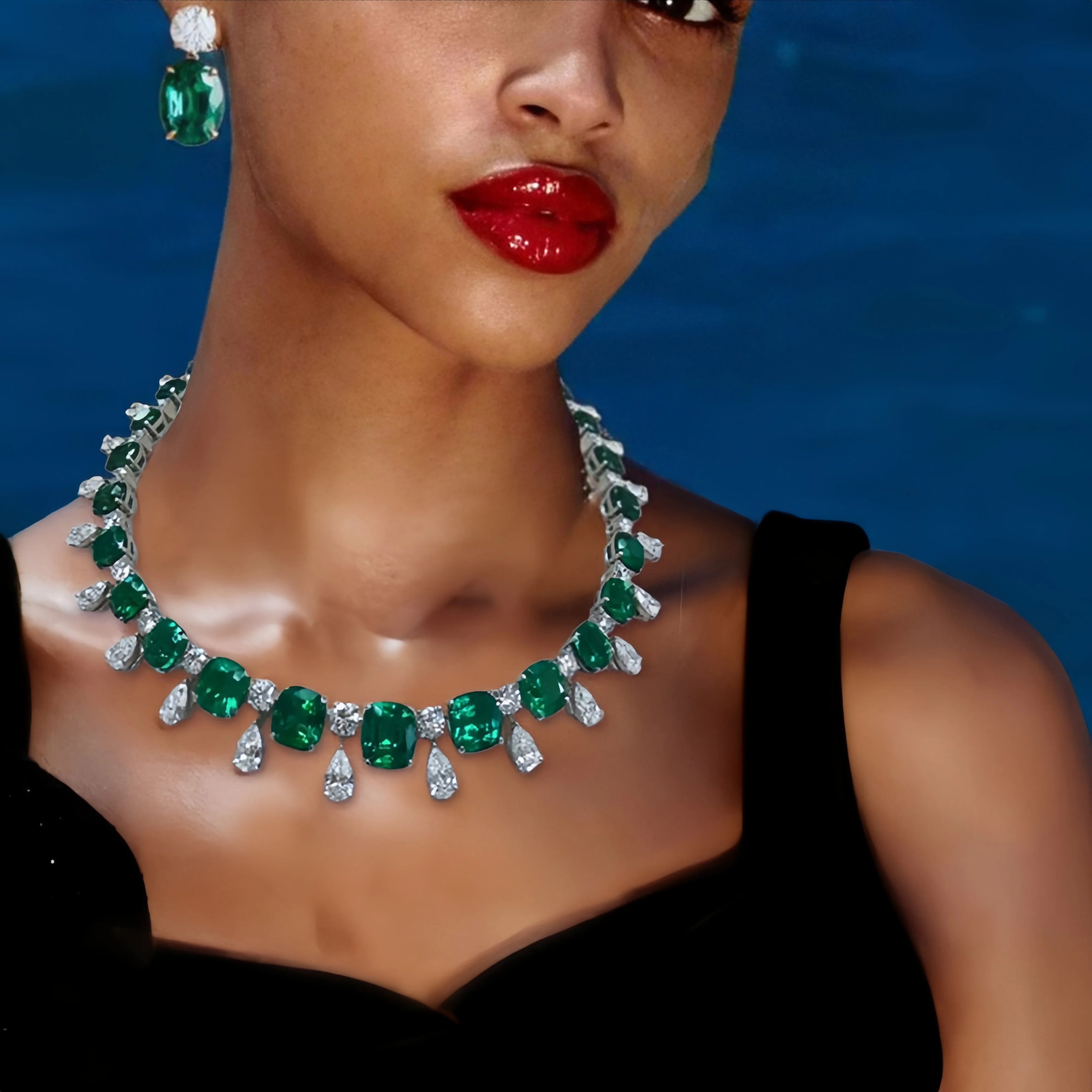 MUSHAN Jewelry Factory Women Wedding Party High Carbon Diamond and Musa Green Stone Jewelry 925 Sterling Silver Necklace Women
