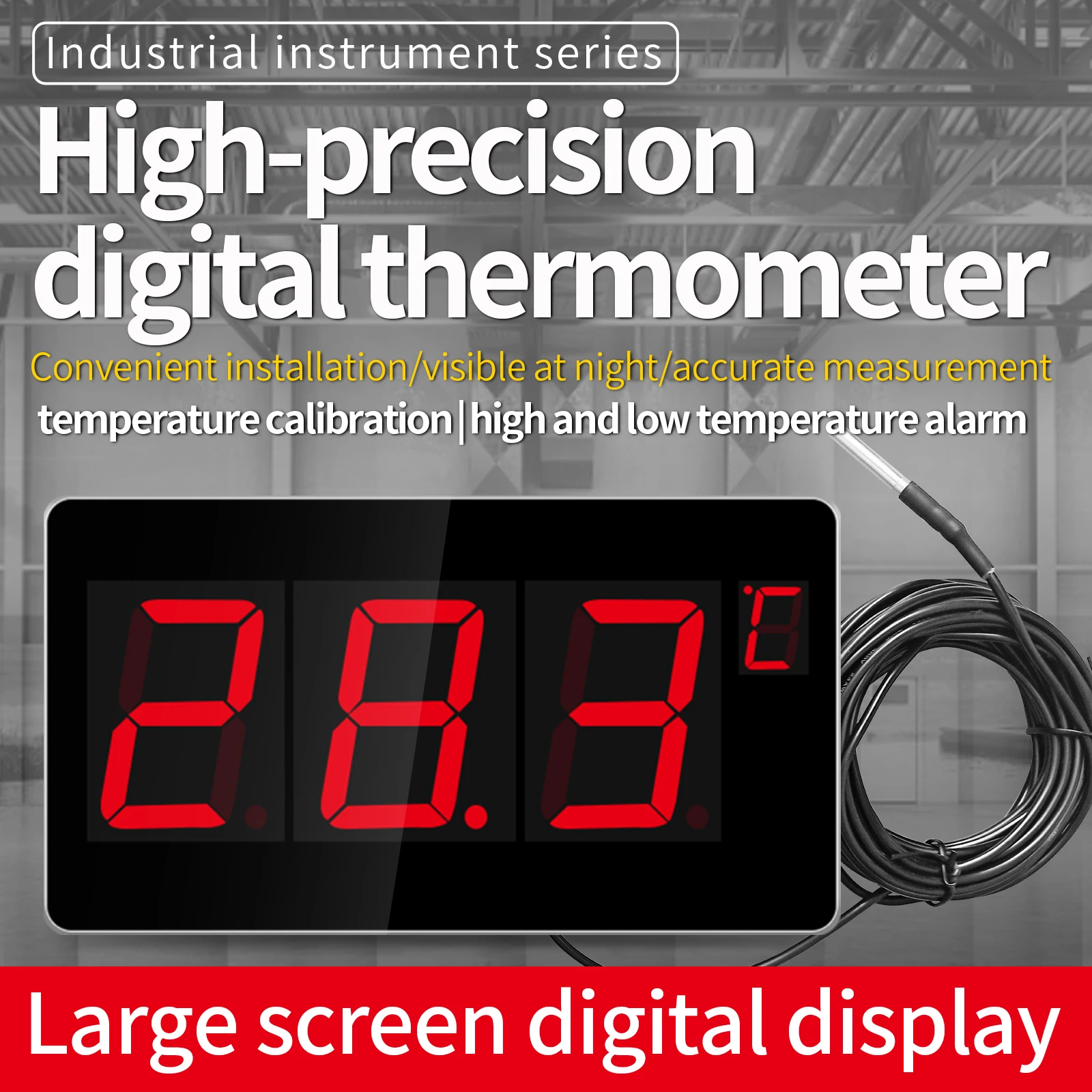 Industrial Temperature Humidity Meter with Waterproof Probe IoT Sensor Real-Time Data Logger for HVAC Warehouse Greenhouse