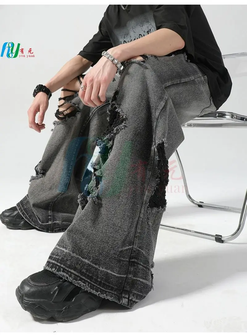 Custom Denim Y2K Heavy Loose Fit Flare Jeans Men's
