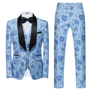 Men's Waterproof Business Suits for Wedding Groomsmen Jacquard Three-piece Viscose/Polyester Modern Design