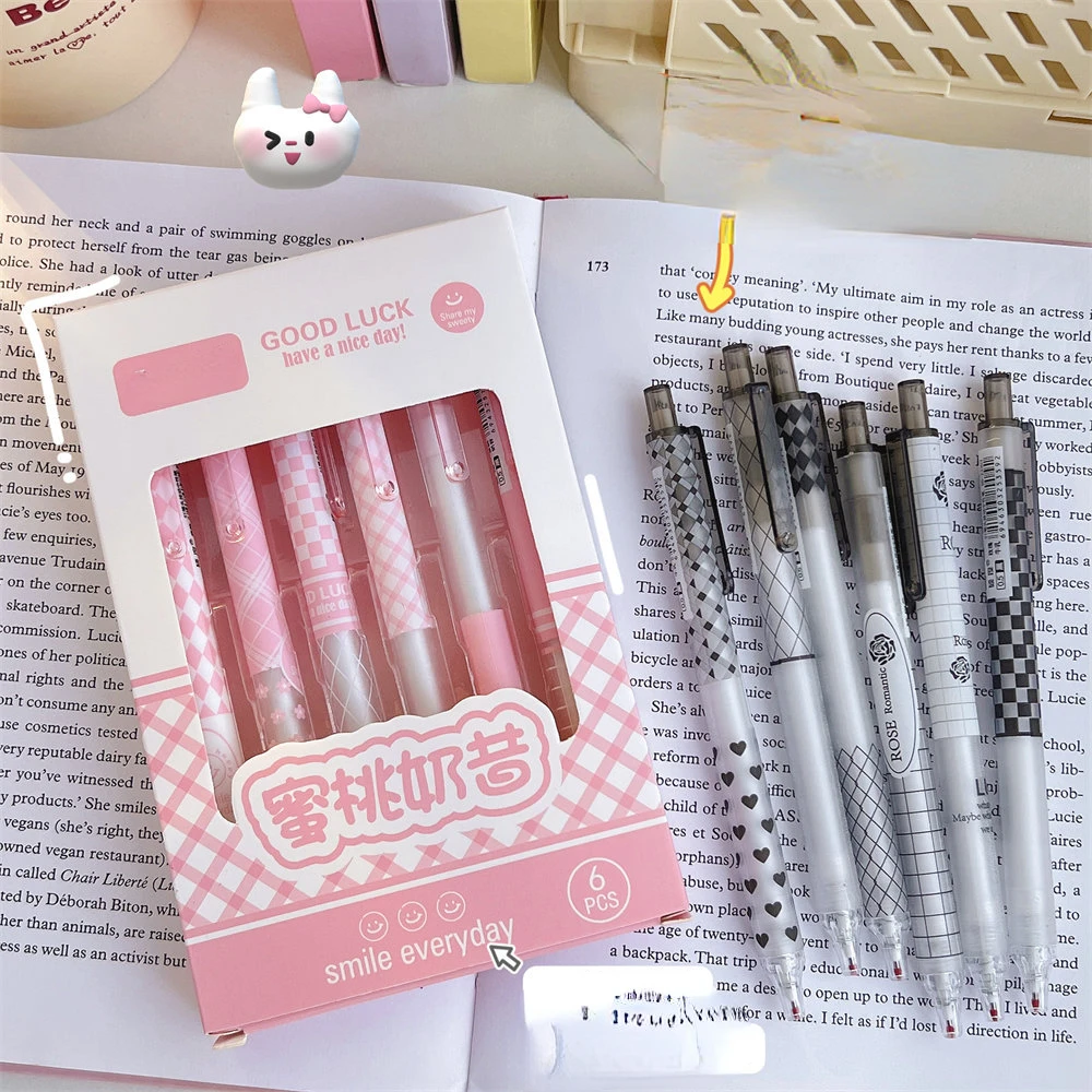 Cute Grid Series Gel Pen Creative Candy Color Plastic Student Signature ...