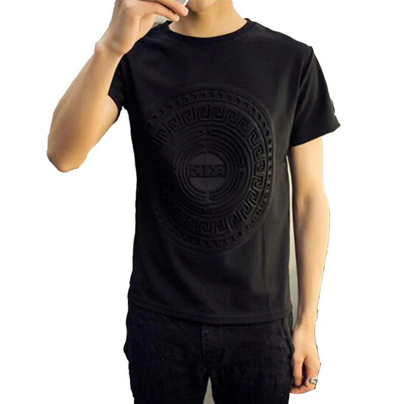 Source Fashion pure color 3d embossed printing t shirt on m