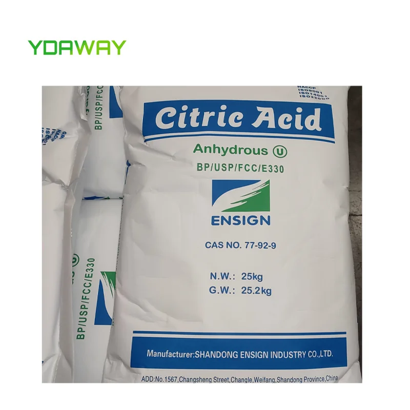 YDAWAY Food Additives Acidity Regulators Citric Acid Powder 25kg Citric Acid Food Grade Monohydrate Anhydrous
