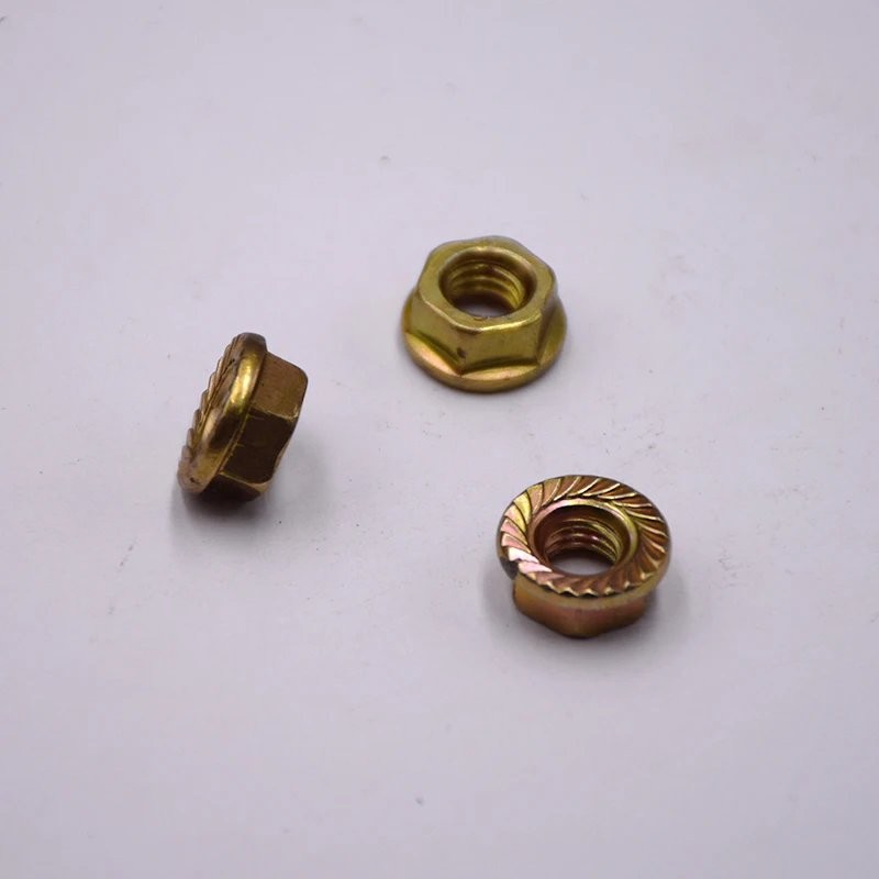 Custom Colored Zinc Plated Flange Serrated Nut Flange Wheel Lock Nut