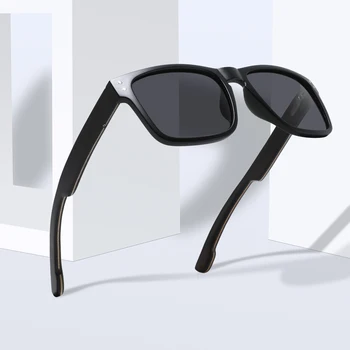 Retro design polarized sunglasses unisex CustomLogo Square  Wooden Custom logo Sunglasses 2024