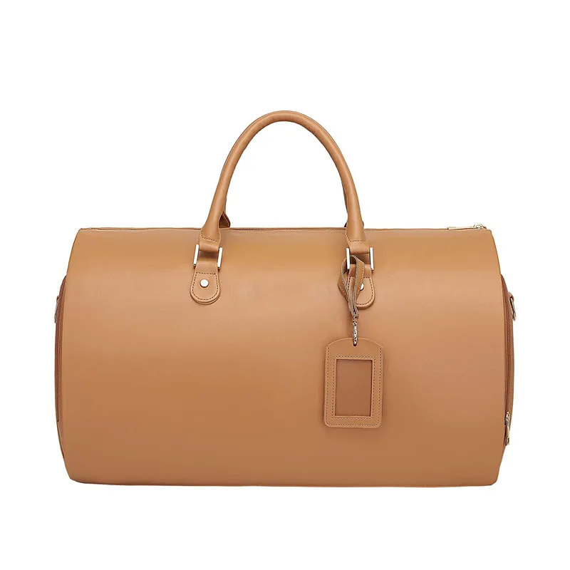 Travel Pu Leather Garment Dufflel Bag Convertible Garment Bags 2 In 1