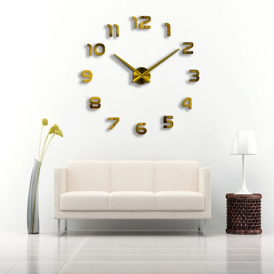 Metalate Sticker Frameless Digital 3d Diy Mounted Wall Art Clock