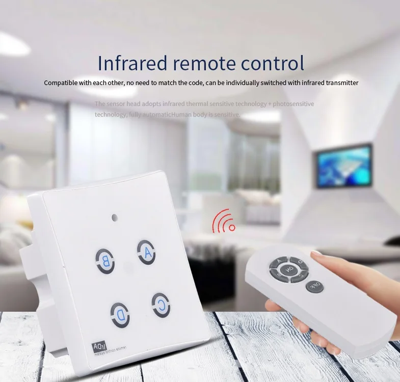 Geagood Sensor Switch Indoor Controller 4 Channel IR Remote Control Switch