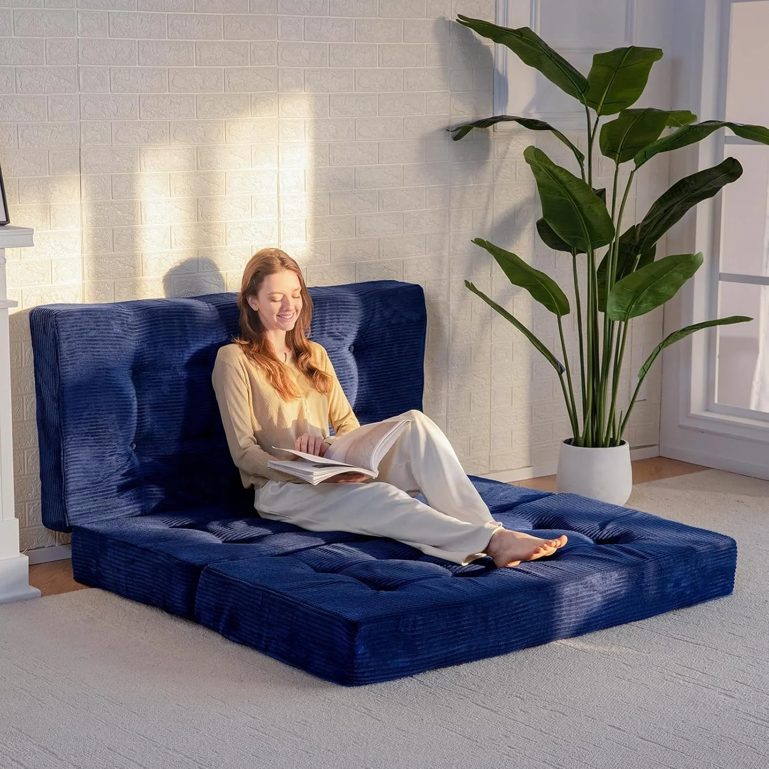 Tufted Craft Comfortable Skin-friendly Tri-Fold Foldable Floor Mattress Cover with Zipper