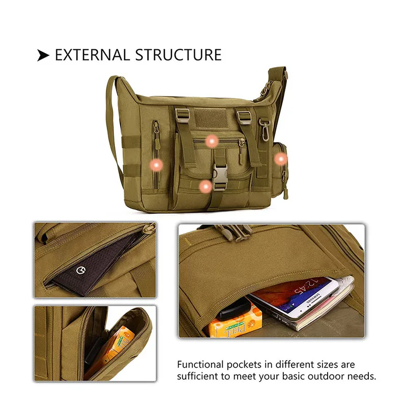 Multifunctional Tactical Shoulder Crossbody Bag for Outdoor Tactical Assault Gear Sling Pack Hunting Messenger Bag