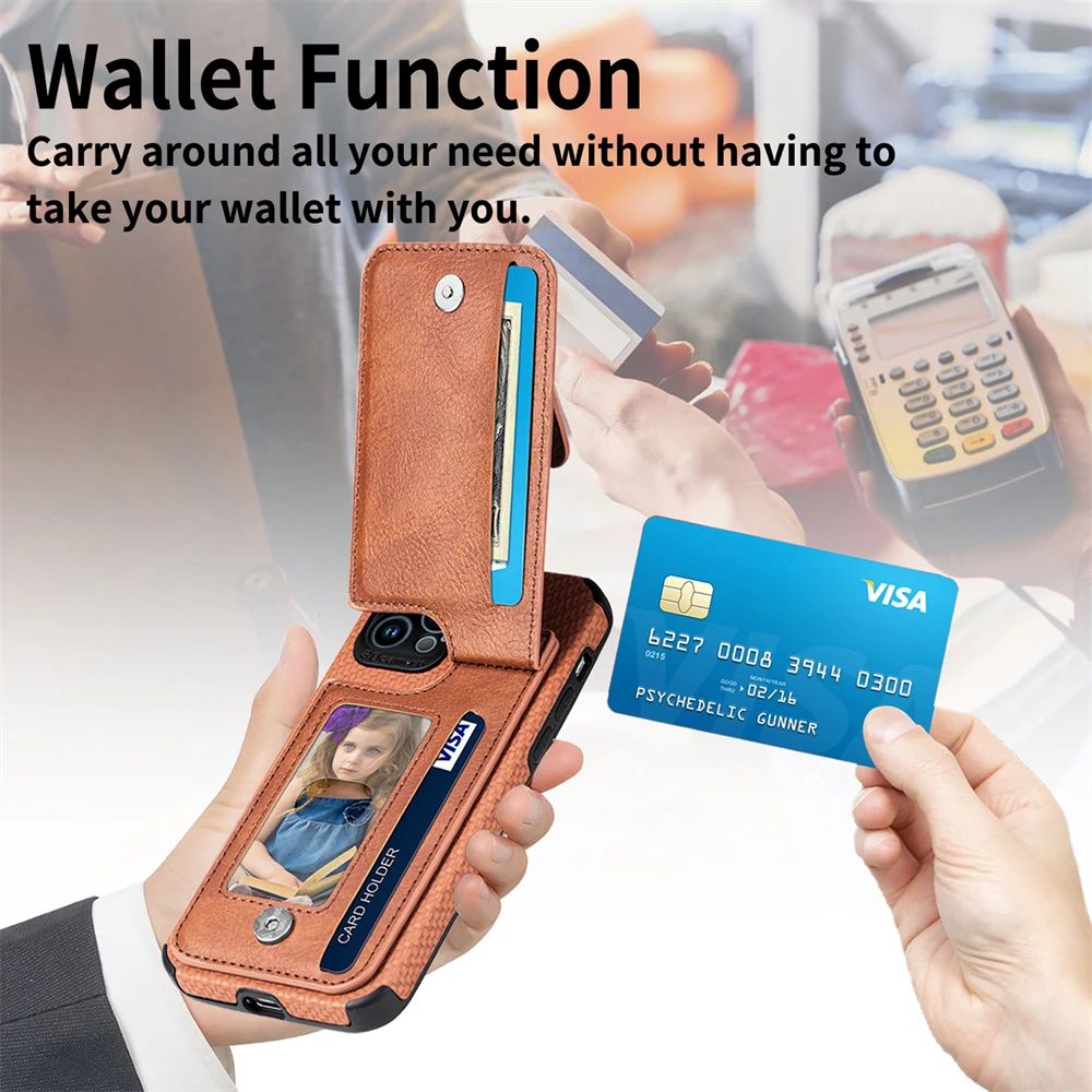 Laudtec Zipper Cards Wallet Leather Mobile Phone Case for iPhone 14 Plus 13 12 Mini 11 Pro Max X XS XR Purse Card Holder Cover supplier