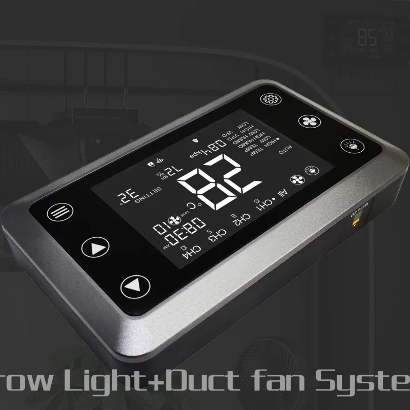 Smart 12V RJ45 Dimmable LED Grow Light Controller Duct Fan System with Timer Setting for Indoor Greenhouse Tent Growing