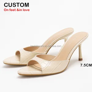 4302A-17 Summer Party Dress Sandals Sexy Open Toe Fashion Heeled Slipper for Ladies Breathable Stone Pattern Wedding Shoes