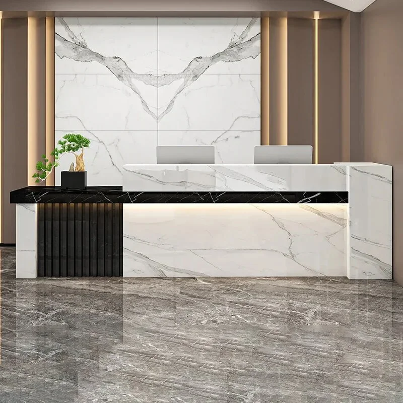 Luxurious Clinic Hotel Beauty Salon Modern Small Reception Desk Counter Simple Design