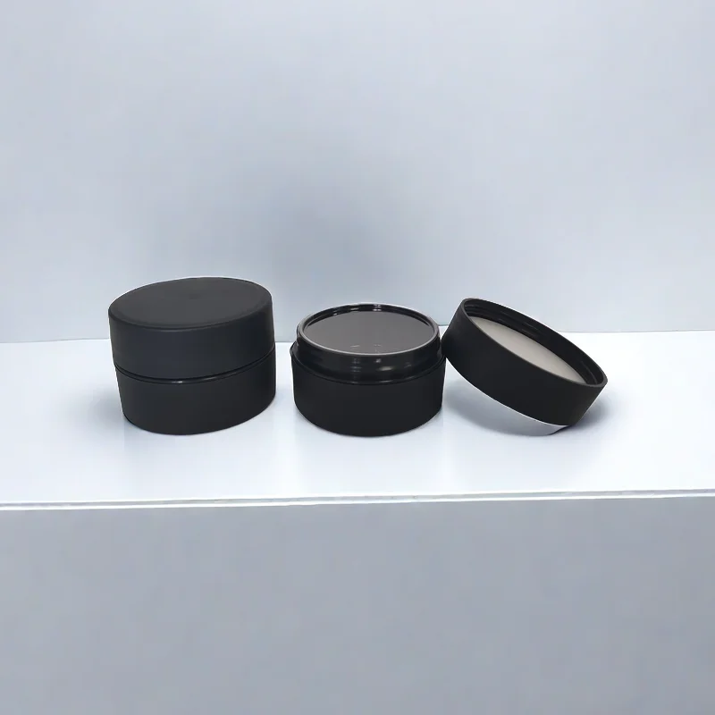 60g Matte Black Cosmetic Jar Packaging With Box Empty Face Mask Packaging Cosmetic Double Deck 2oz Jar