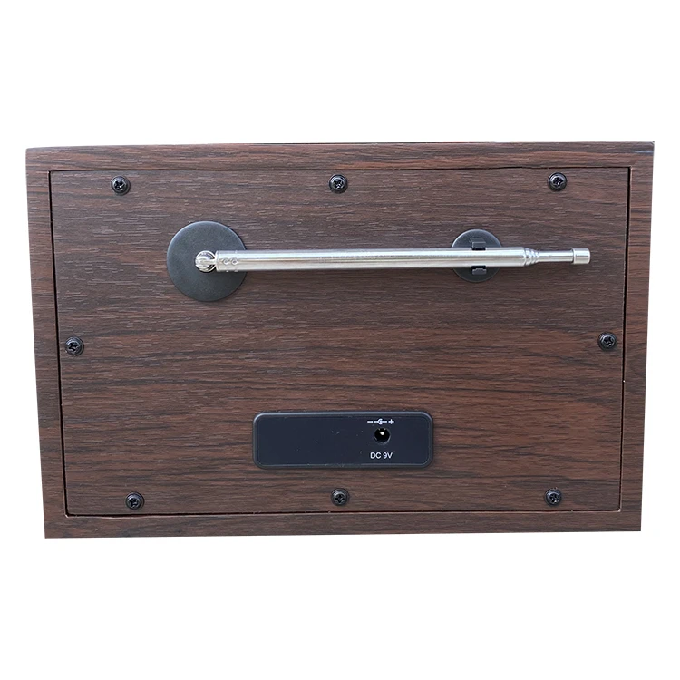 High Quality Wood Retro FM Clock Radio with Headphone Jack