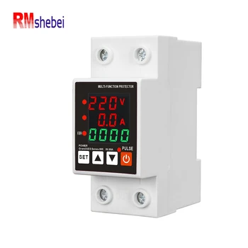 RMshebei  Energy Meter Kwh Metering Monitoring Circuit Breaker 2P 63A Automatic Reclosing Over Under Voltage Protector Din Rail