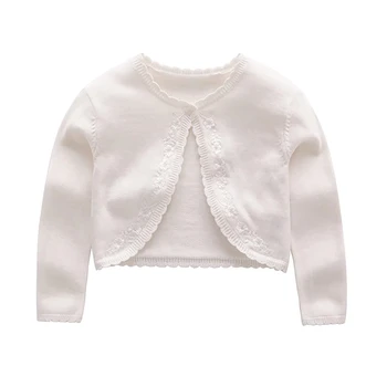 Kid Girl Solid Cardigan Round Neck Sweater Cardigans Knitted Toddler Girl Organic Cotton Wedding Clothing