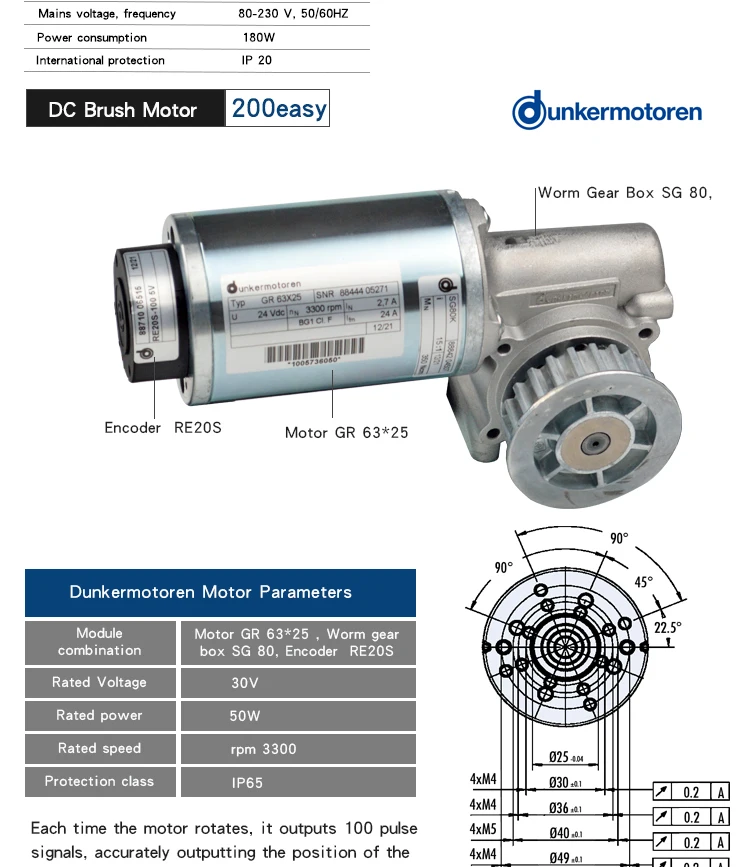 Oredy Es200 Easy Dunkermotoren Electric Sensor Sliding Door Opener With