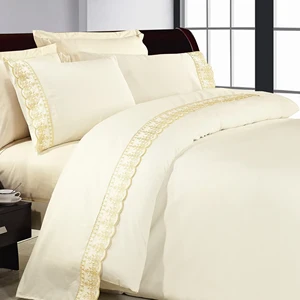 KOSMOS Super King Bed Linen Wedding Sheet Set Cotton Lace and Embroidery Polyester Filling Woven Technics for Home Use