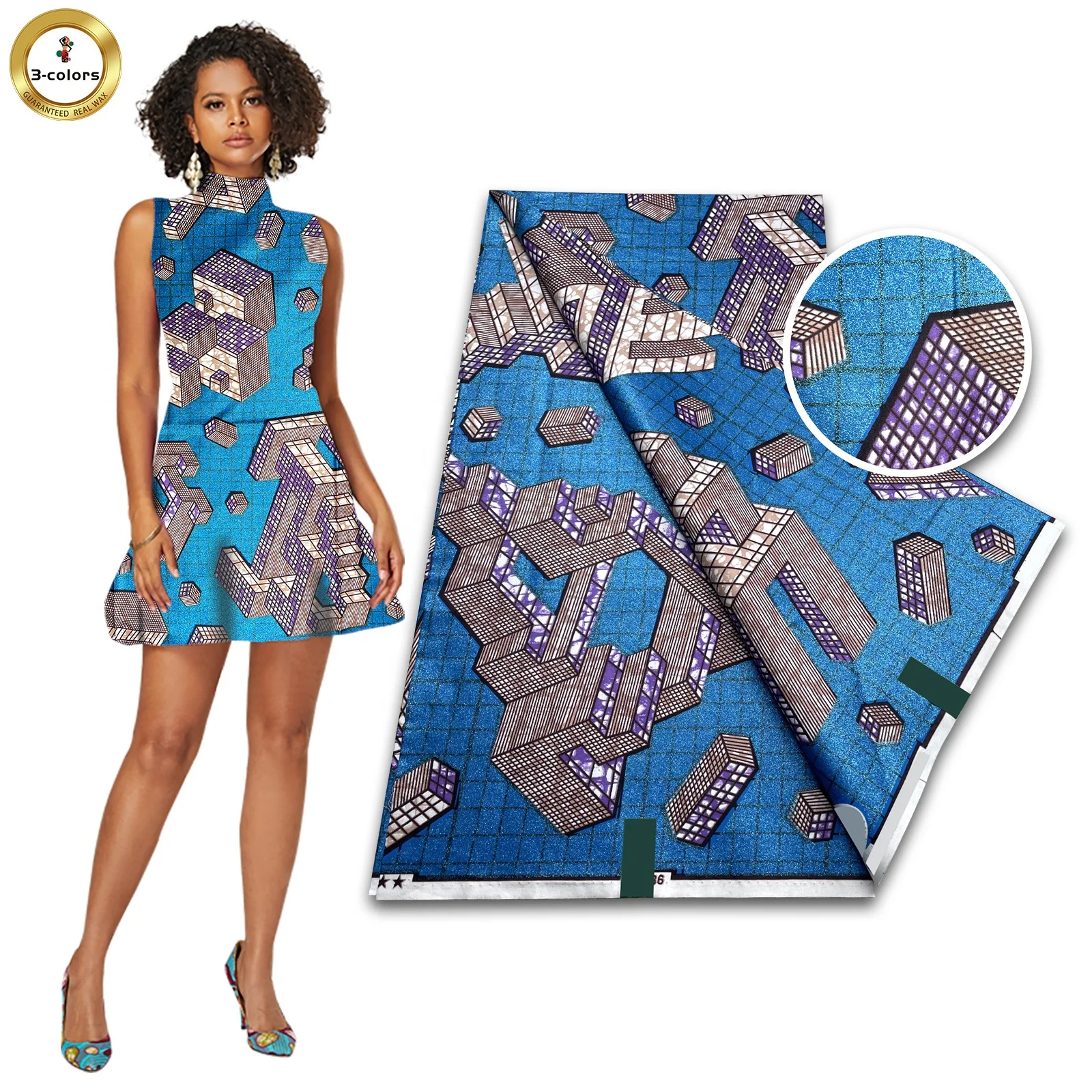 2023 Gold Veritable Wax Ankara African Block Wax Prints Fabric 100% Cotton Nigeria Wrapper Printed Pattern