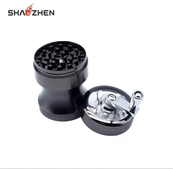 Hot Selling Hand-cranked Zinc Alloy 4 Floors 63MM Handed Smoking Metal Dry Herb Grinder For Coffee Beans and Spice